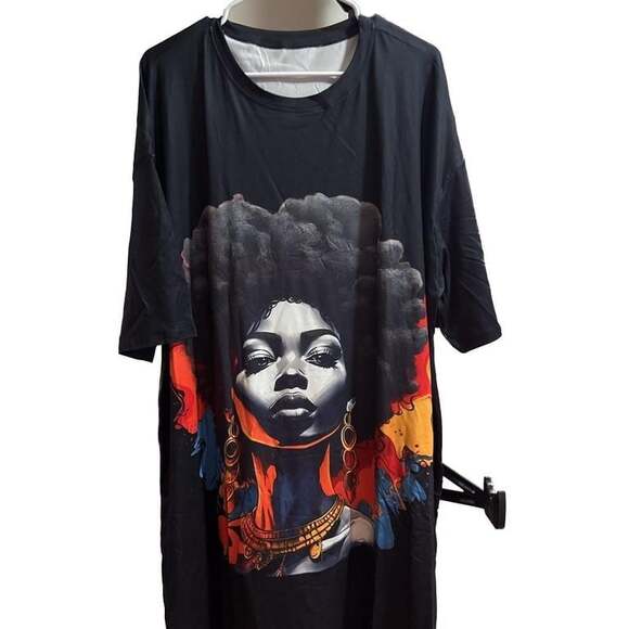 Unbranded Dresses & Skirts - Afro-American Woman Graphic Print Black Maxi T-Shirt Dress